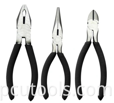 3PCS Head Polished Carbon Steel Dipped Handle Haedware Combination Plier Kit